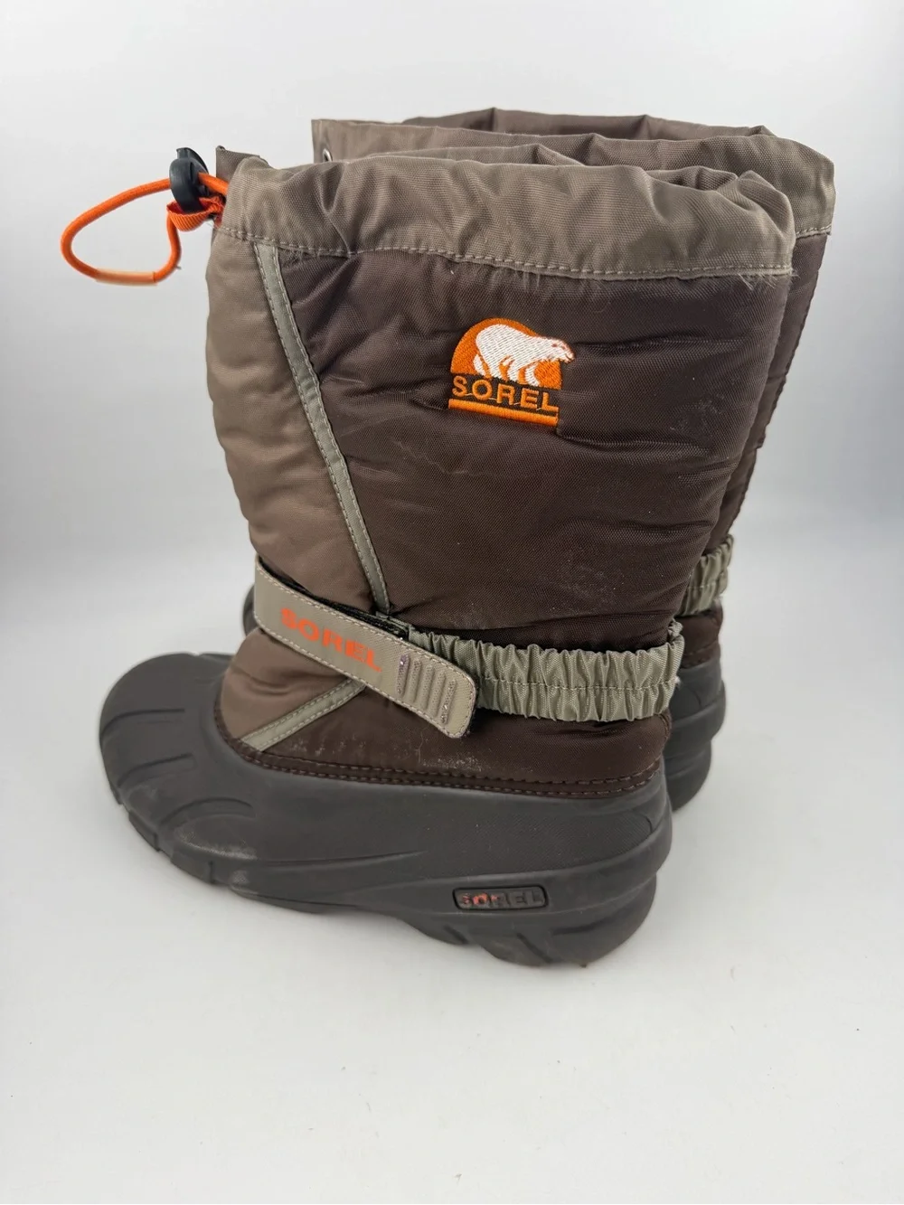 Sorel Kids Flurry -SZ 6- Brown Orange Waterproof Insulated Winter Snow Boots